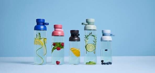Herbruikbare, lekvrije drinkflessen in diverse kleuren en formaten
