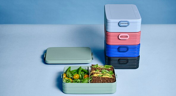 Stapelbare lunchboxen en broodtrommels in diverse kleuren voor school en werk
