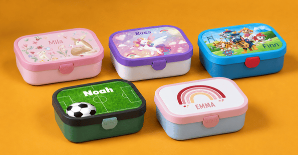 Broodtrommel, drinkfles, fruitbox met naam