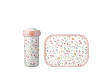 Lunchset Campus (schoolbeker en lunchbox) Little Dutch - Flowers & butterflies