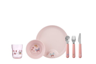 set children's dinnerware mio 6 pcs - flowers & butterflies