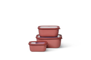 Multi bowl Cirqula rectangular 3-part set (high) - Vivid mauve