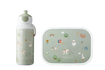 Lunchset Campus (pop-up drinkfles en lunchbox) Little Dutch - Little Farm